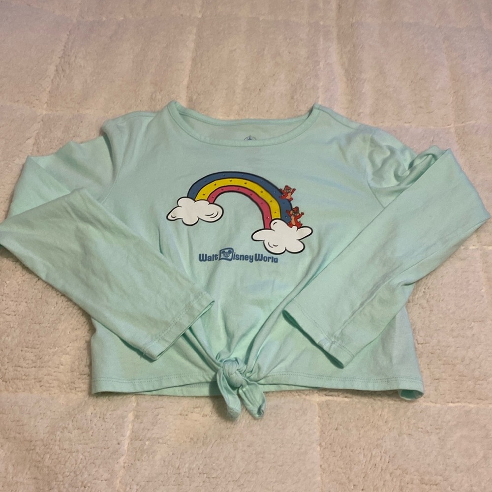 Disney 100% Organic Cotton Size Girls 10/12 Shirt. Mint Green Color
